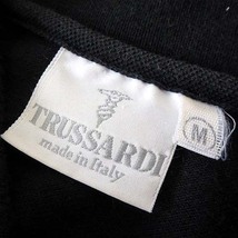 トラサルディ TRUSSARDI イタリア製 ポロシャツ ロゴ 刺繍 鹿の子 コットン 半袖 M 黒 ブラック メンズ_画像4