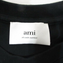 アミ パリス AMI PARIS 美品 AMI DE COEUR Tシャツ カットソー ハートロゴ刺繍 S 黒 ブラック オーバーサイズ TS004.726 正規品 メンズ_画像5