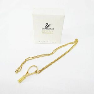 スワロフスキー SWAROVSKI ラケットモチーフ ネックレス ペンダントトップ ゴールド系 カニカン アクセサリー レディース