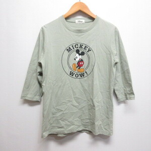 ディズニー Disney ミッキーマウス 七分袖 Tシャツ M グリーン レディース