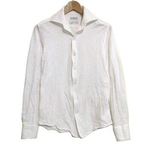 シップス SHIPS ジャージー シャツ ワイシャツ 長袖 ワンピースカラー ALBINI社製生地 白 ホワイト S メンズ