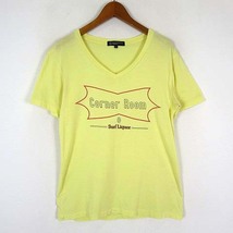 B&Y ユナイテッドアローズ BEAUTY&YOUTH ビューティー&ユース Tシャツ 英字 プリント Vネック 半袖 S 黄 イエロー 赤 レッド メンズ_画像1