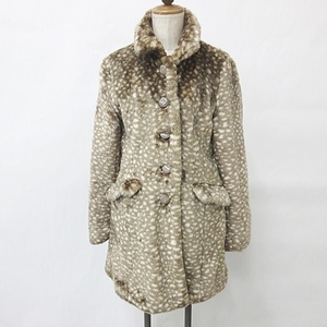 doschiDosch coat fake fur turn-down collar animal pattern leopard print tea Brown M lady's 