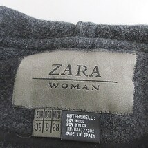 ザラウーマン ZARA WOMAN コート フーディコート ジップアップ グレー 38 レディース_画像3