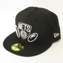 ニューエラ NEW ERA 美品 59FIFTY NBA ブルックリン・ネッツ DELIVERY キャップ 帽子 ブラック ホワイト 7 1/2 59.6cm メンズ_画像1