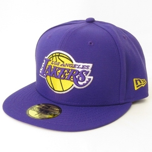 ニューエラ NEW ERA 美品 59FIFTY NBA ロサンゼルス・レイカーズ キャップ 紫 パープル 7 3/8 58.7cm 帽子 メンズ