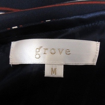 グローブ grove ワンピース Aライン ロング 長袖 ストライプ M 紺 ネイビー /RT レディース_画像5