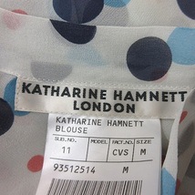 キャサリンハムネットロンドン KATHARINE HAMNETT LONDON シフォンブラウス シアー ドット ボウタイ リボン 長袖 絹 シルク M マルチカラー_画像6