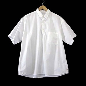 フォーティーファイブアールピーエム 45R 45rpm シャツ 半袖 プルオーバー ハーフボタン ロゴ 刺繍 L 4 白 ホワイト 美品 メンズ