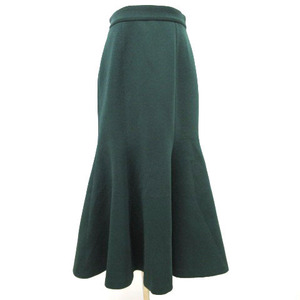 クラネ CLANE 美品 マーメイド スカート ロング フレア ボンディング 1 Mサイズ 緑 グリーン IBO51 レディース