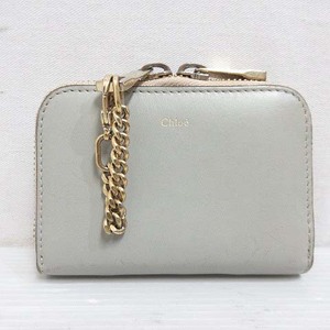  Chloe CHLOE Bayley leather coin case change purse . card inserting chain hook gray black bai color round fastener *AA*
