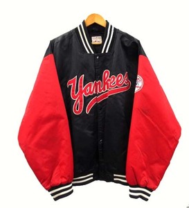 マジェスティック MAJESTIC 90s MLB ニューヨーク ヤンキース New York Yankees ナイロン スタジャン ビッグサイズ OLD 黒 赤 XL