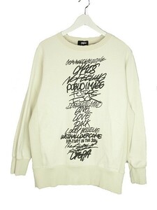 MYne マイン Rakugaki Printed Pullover スウェット M アイボリー ダメージ加工 トレーナー 長袖 トップス メンズ