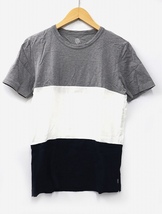 eleventy イレブンティ― クルーネック 半袖 コットン Tシャツ S GRAY × WHITE × NAVY グレー ホワイト ネイビー メンズ_画像1