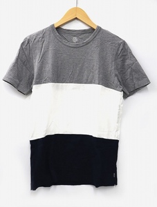 eleventy イレブンティ― クルーネック 半袖 コットン Tシャツ S GRAY × WHITE × NAVY グレー ホワイト ネイビー メンズ