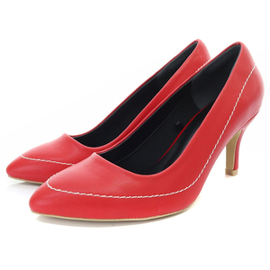 jennJENNE stitch leather almond tu pumps 24cm red red /SR7 lady's 