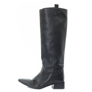  fabio rusko-niFABIO RUSCONI leather long boots square tu39 26cm black black /SR11 lady's 