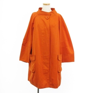  Hiroko Koshino HIROKO KOSHINO весеннее пальто воротник-стойка тонкий соотношение крыло одноцветный orange 38 внешний женский 