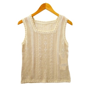 未使用品 マメクロゴウチ Mame Kurogouchi Traditional Curtain Lace Knitted Top タンクトップ 1(S) BEIGE(ベージュ) レディース