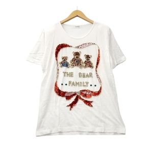 ELANCEE エランシー クルーネック 半袖 THE BEAR FAMILY ザ ベアー ファミリー スパンコール カットソー Tシャツ