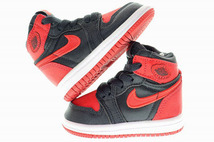 未使用品 ナイキ NIKE JORDAN 1 RETRO HIGH OG TD SATIN BRED 2023 9cm 3C FD5305-061 ジョーダン I レトロ ハイ トドラー サテン ブレッド_画像2