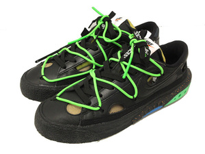 ナイキ NIKE ×Off-White オフホワイト Blazer Low Black and Electro Green DH7863-001 ブレーザー ロー ブラック 27