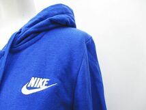 ナイキ NIKE スポーツウェア 長袖 パーカー ジャケット M 青系 ブルー ジップアップ ロゴ 刺繍 リブ レディース_画像5