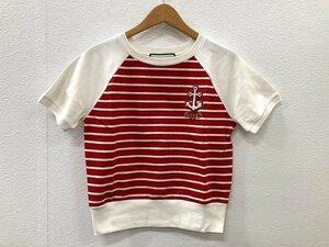 Gucci GUCCI anchor patch short sleeves border cut and sewn S red × white 624764 ultimate beautiful goods short T-shirt red white lady's 