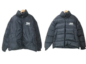  Helly Hansen 90's двусторонний пуховик Vintage верхняя одежда внешний Zip выше Logo принт вышивка L чёрный 