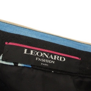 レオナール LEONARD ウール シルク スカート プリント 76 ブラック 黒 ブルー系 ボトムス レディースの画像3