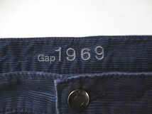 ギャップ GAP 1969 ロング丈 コーデュロイ パンツ ストレート M 紺系 ネイビー ジップフライ 刺繍 メンズ_画像3