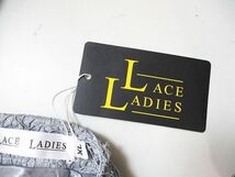 未使用品 レース レディース LACE LADIES 七分袖 ワンピース ロング丈 XL 灰系 グレー レース タック 裏地 タグ付 レディース_画像4