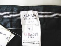 アルマーニ コレツィオーニ ARMANI COLLEZIONI ロング丈 パンツ スラックス 40 黒系 ブラック 無地 ジップフライ タック リネン シルク タ_画像3