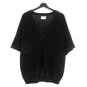 アタ ATHA 32/2 KANOKO DEEP V-NECK KNIT 半袖ニット セーター F ブラック 黒 A-2210-K-01 メンズ