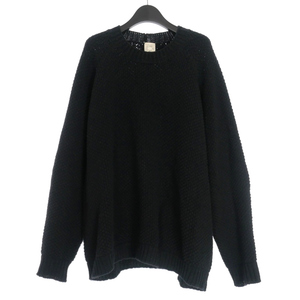 ヤンヤンヴァンエシュ JAN-JAN VAN ESSCHE 22AW #52 CREW NECK JUMPER KNITTED ON HAND KNITTING MACHINE ニット セーター M ブラック 黒