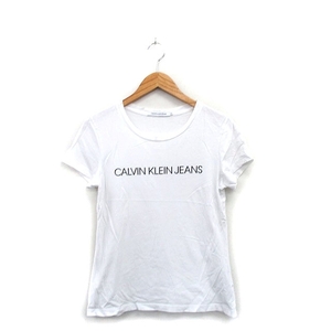 カルバンクラインジーンズ Calvin Klein Jeans 国内正規品 カットソー Tシャツ 半袖 コットン 文字 ロゴ M ホワイト 白 /KT23 レディース