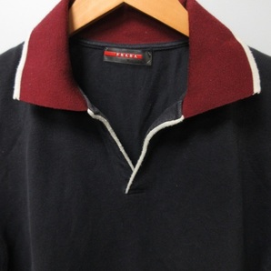 プラダスポーツ PRADA SPORT ポロシャツ 半袖 カットソー ラバータグ ネイビー 紺 Lサイズ IBO47の画像3