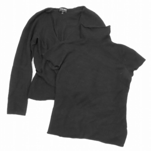 joru geo Armani GIORGIO ARMANI cashmere ensemble knitted cardigan cut and sewn 46 48 black /7YBA2 lady's lady's 