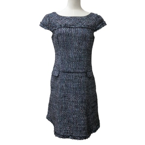  Tocca TOCCA tweed One-piece dress wool . back Zip black black 6 S size 0220 IBO47 lady's 