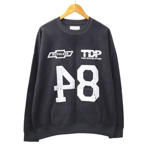 TAIN DOUBLE PUSH タインダブルプッシュ 2023AW CREW SWEAT クルーネック プリント リバーシブル スウェット トレーナー M BLACK(ブラック)