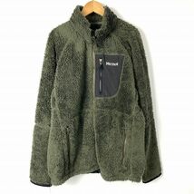 マーモット MARMOT フリースジャケット ブルゾン 長袖 ポケット ロゴ カーキ L メンズ_画像1