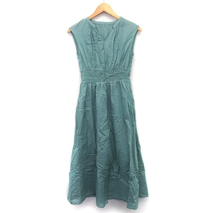 N.Natural Beauty Basic N. Natural Beauty Basic One-piece flair long no sleeve plain cotton S green /HT6 lady's 