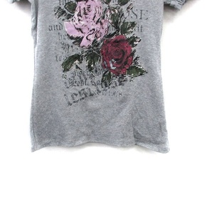 レストローズ L'EST ROSE カットソー Tシャツ 半袖 フリル コットン プリント 2 グレー 灰 /KT34 レディースの画像5