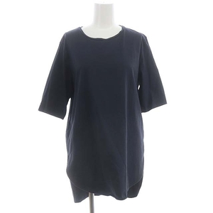 エイトン ATON SUVIN60/2 ROUND HEM T-SHIRT Tシャツ ラウンドへム 半袖 02 五分袖 濃紺 ダークネイビー /HS ■OS レディース