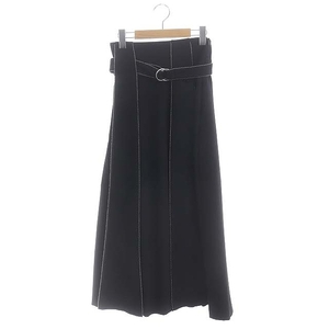 アメリヴィンテージ Ameri VINTAGE BALL CHAIN SKIRT フレアスカート ロング タック ボールチェーン装飾 ベルト付き S 黒 レディース