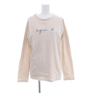 アニエスベーオム Agnes b. homme Tシャツ カットソー 長袖 ロゴプリント 1 M ベージュ /AT ■OS メンズ