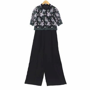  unused goods Grace Continental GRACE CONTINENTAL flower embroidery overall all-in-one pants dress black 36 (S-M corresponding )reti