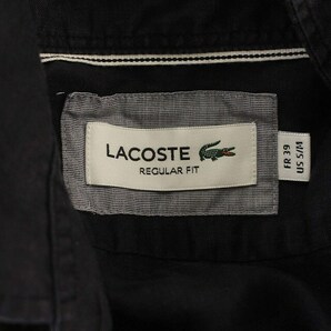 ラコステ LACOSTE リネン 半袖 シャツ 麻 ボタンダウン 39 M ネイビー 紺 /☆G メンズの画像3