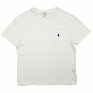 ポロ ラルフローレン POLO RALPH LAUREN ワンポイント ロゴ ポニー刺繍 Tシャツ カットソー 半袖 クルーネック 胸ポケ M 白 メンズ /BLM11