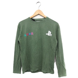 ザラ ZARA × Play Station プリント Tシャツ カットソー 長袖 丸首 コットン 綿 13-14 カーキ /FT43 キッズ